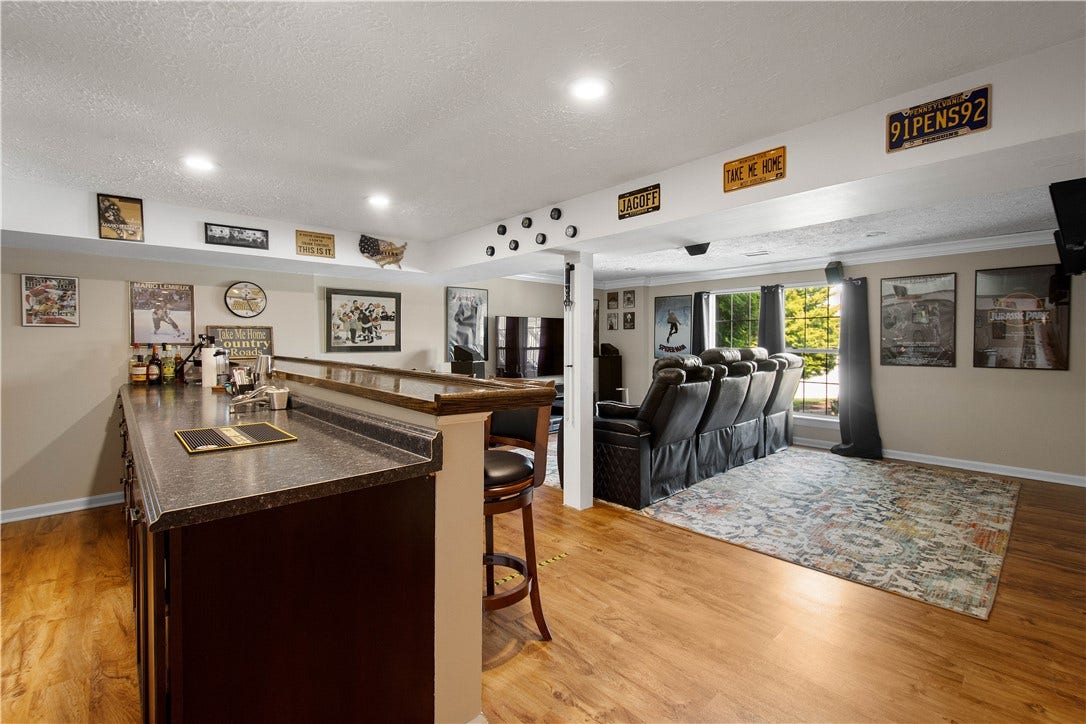 theatre room with wet bar