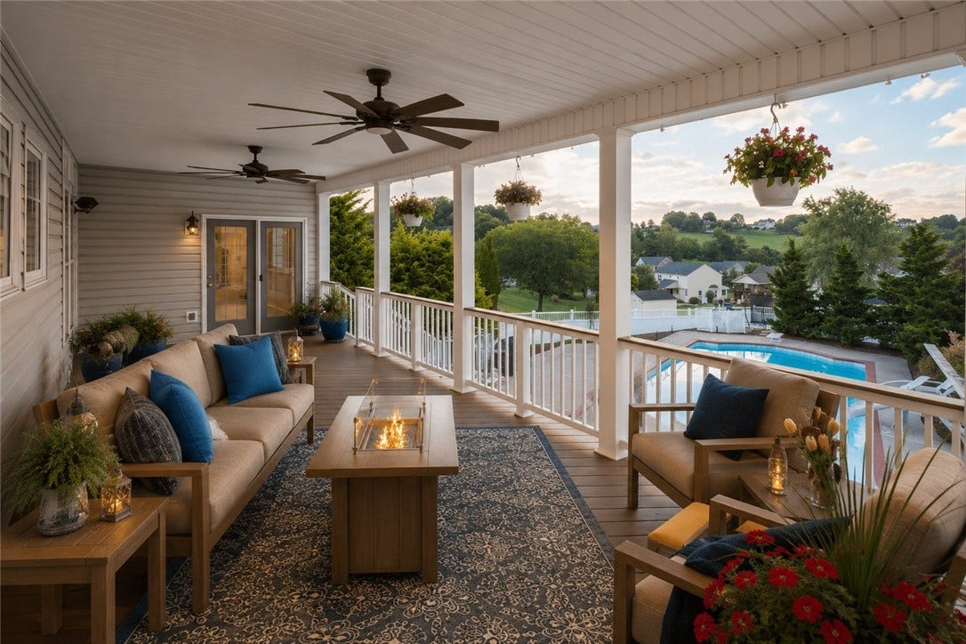 virtually staged overed deck