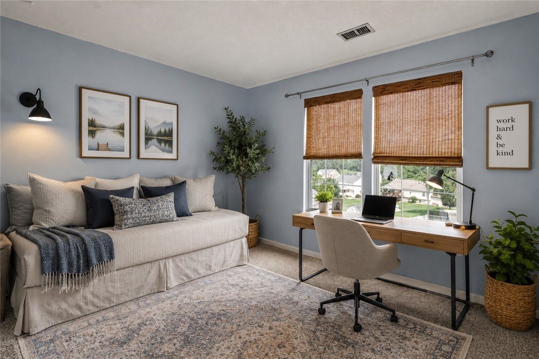 4th bedroom virtually staged as guest room/office
