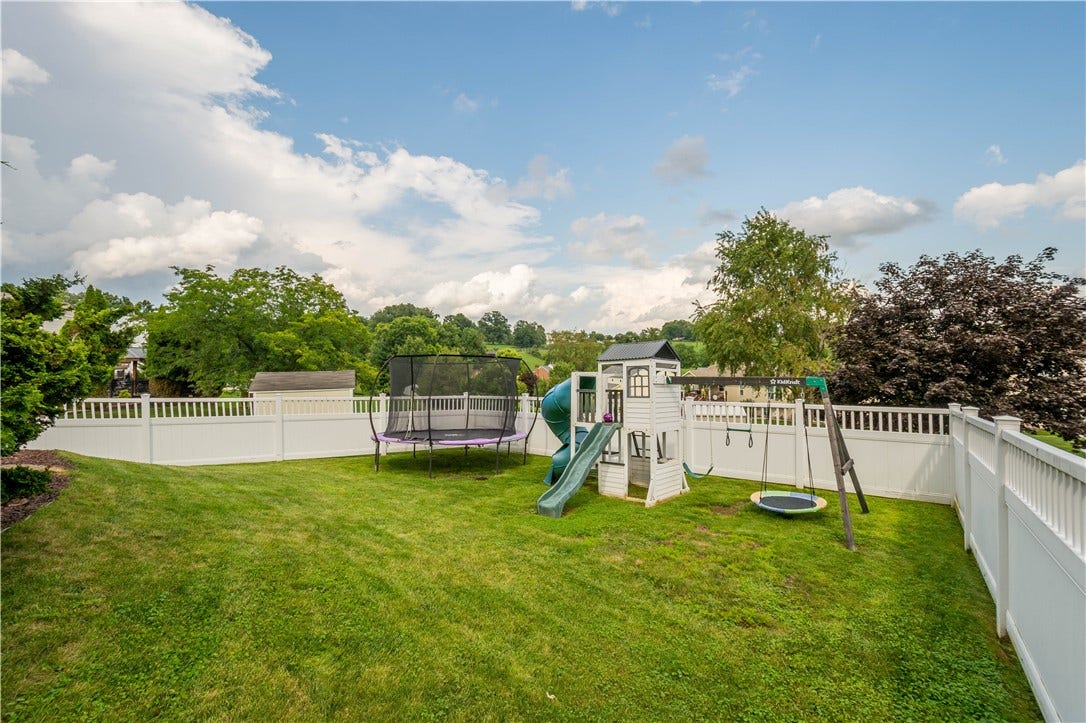 enclosed yard with play area