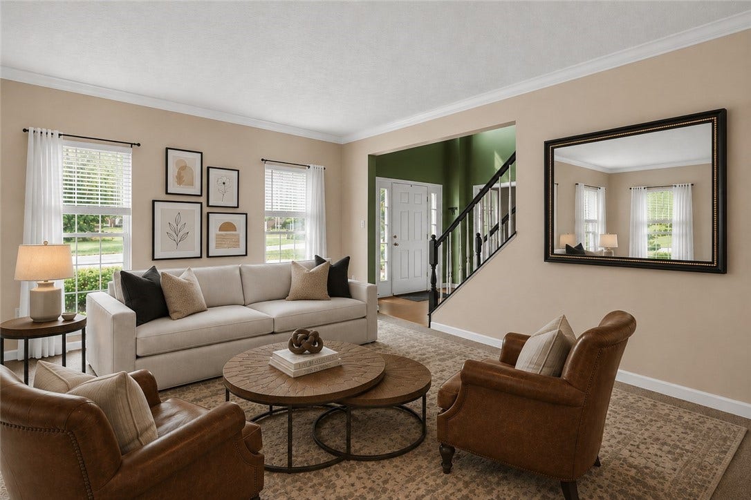 formal living room virtually staged
