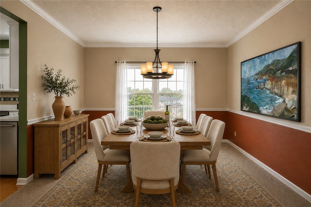 formal dining room virtually staged