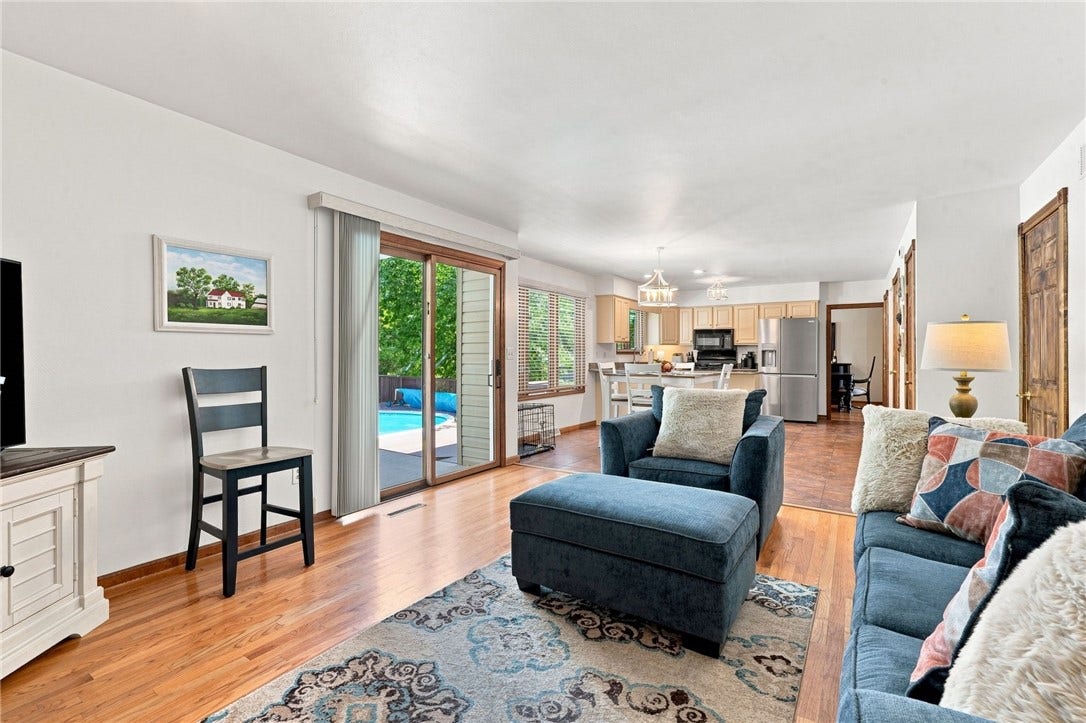 Family room with access to backyard oasis
