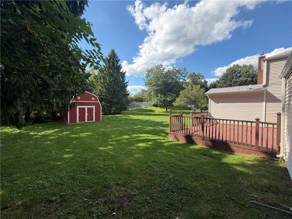 Large yard with shed