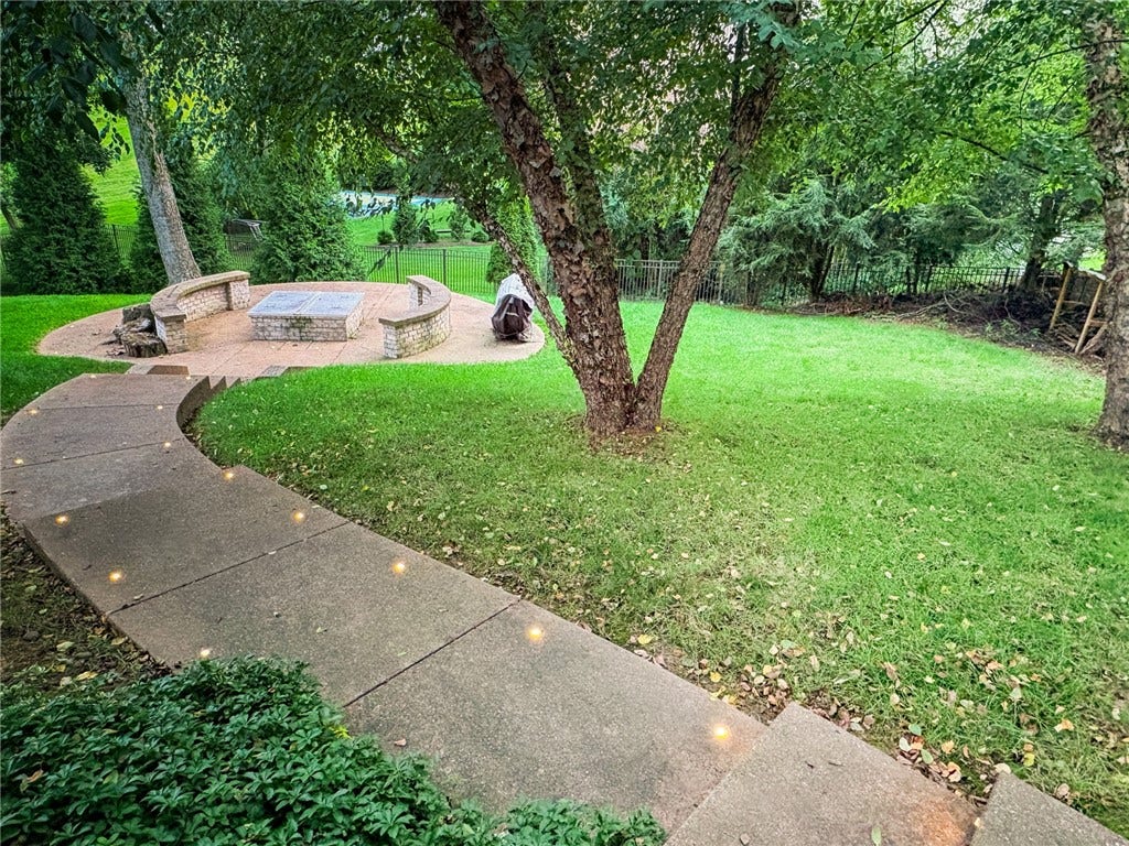 Lighted Pathway to the private, gas,  fire pit