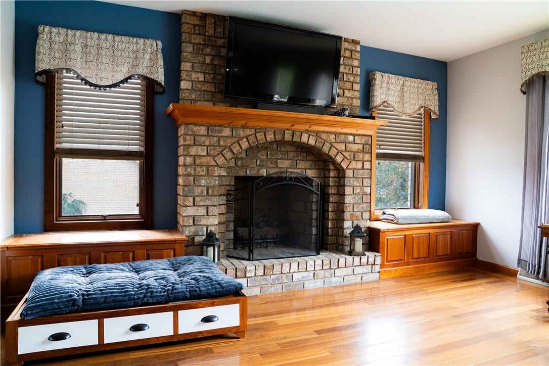 gas log fireplace in the family room