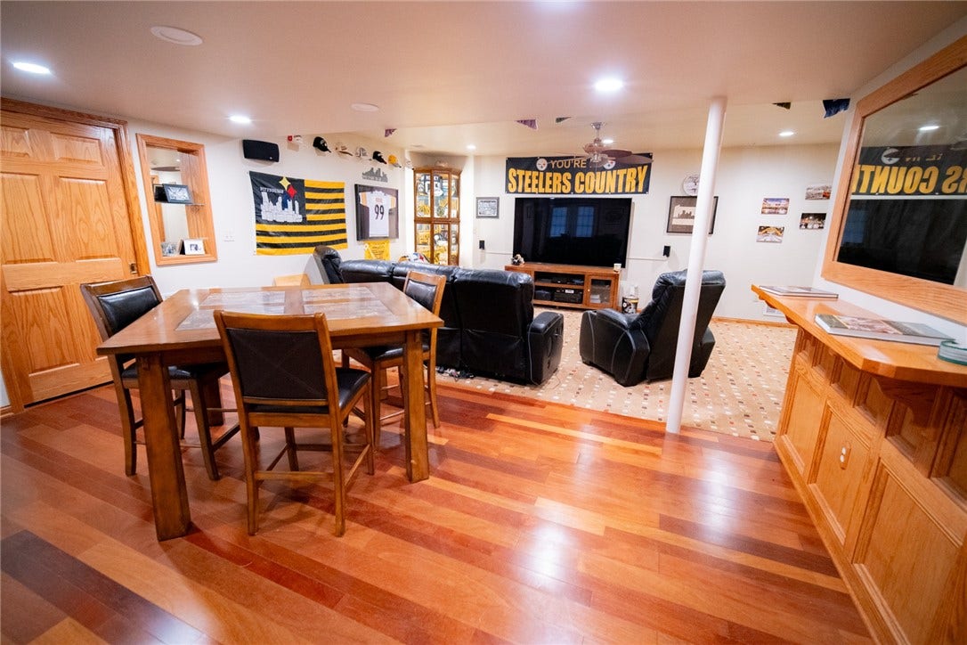 hardwood floor in the gameroom