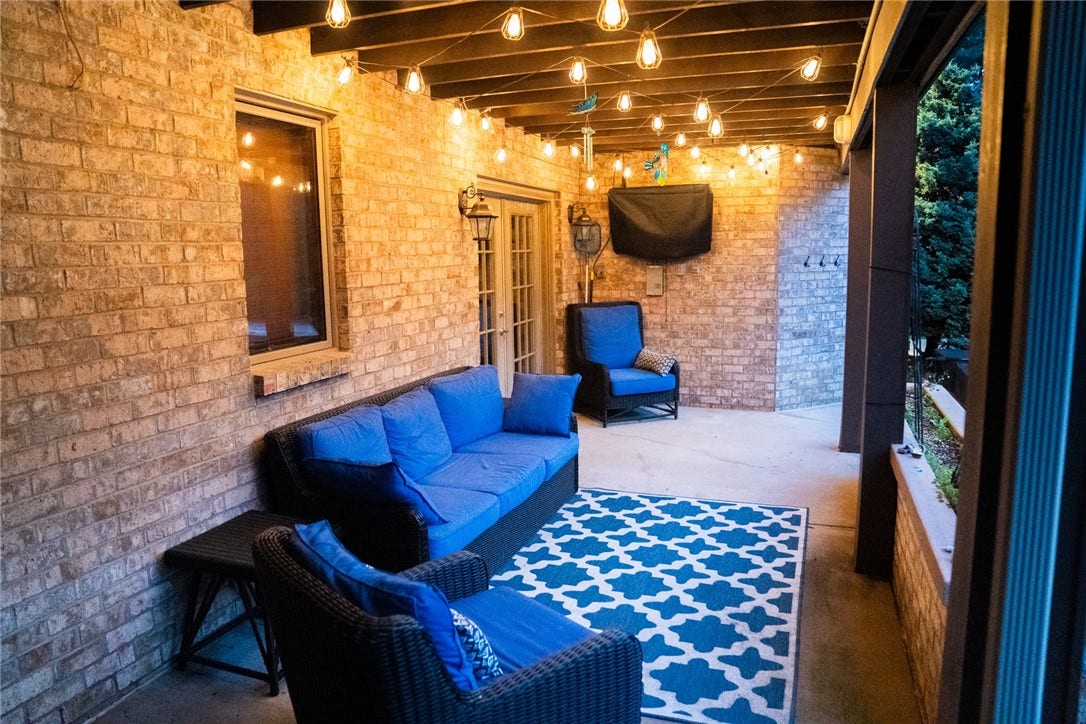 covered seating under the deck