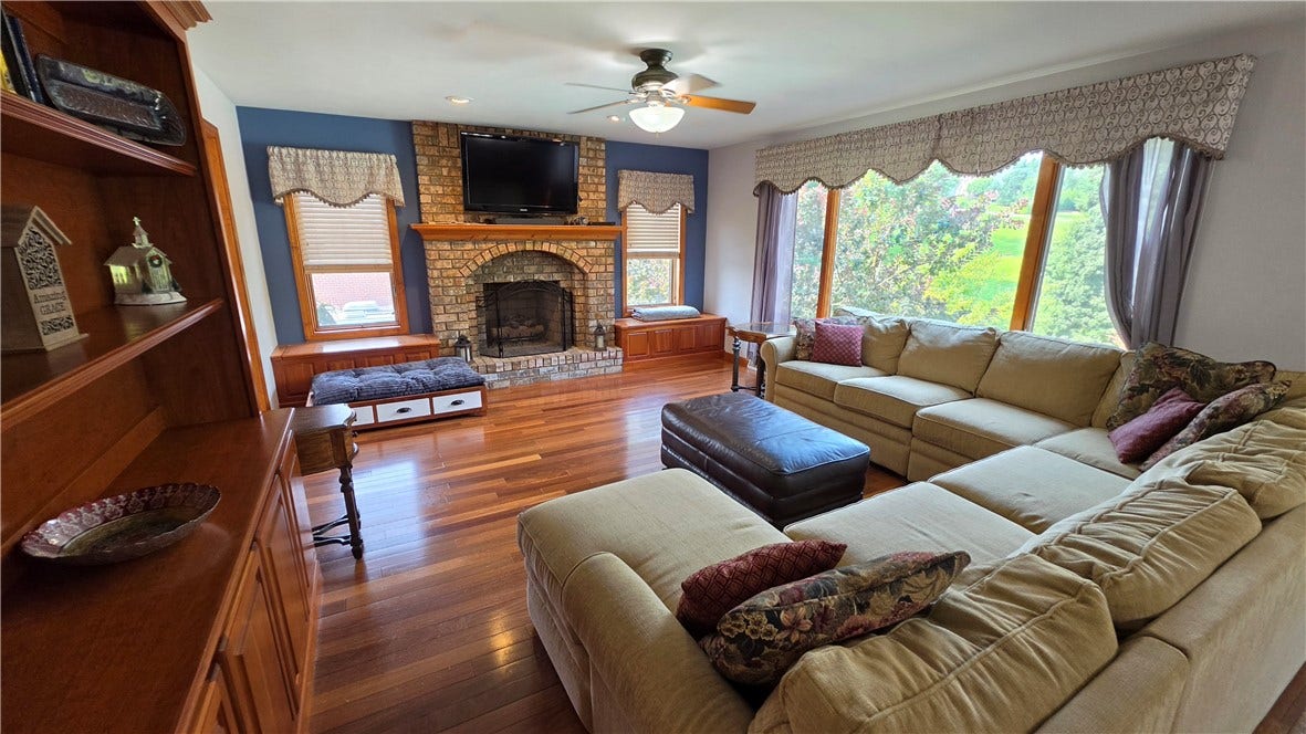 family room at an angle with natural light