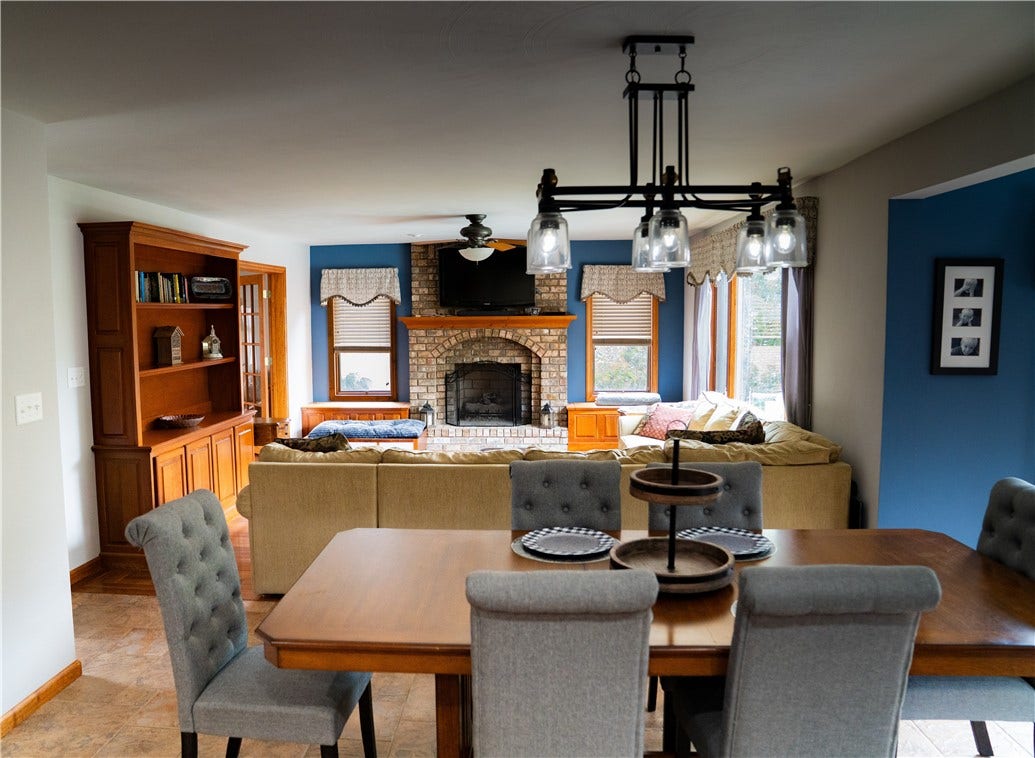 view from kitchen to family room