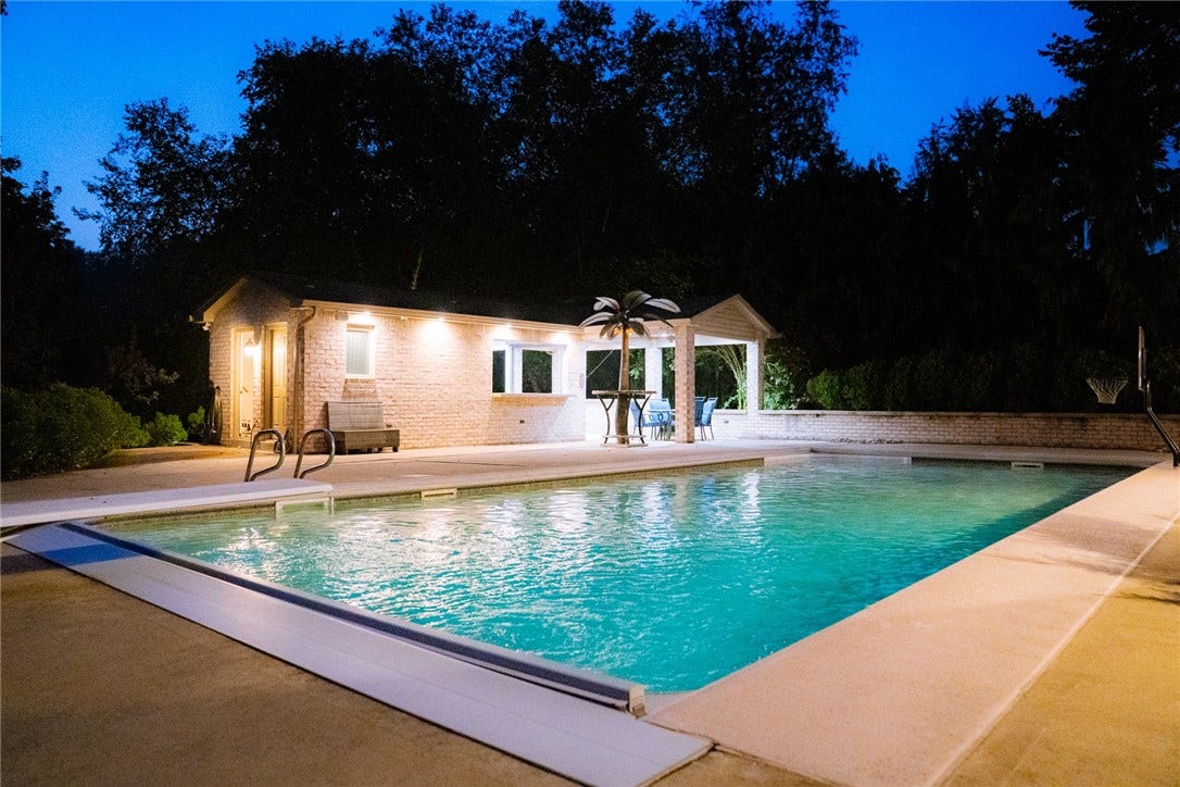 Pool house at night.. what a setting