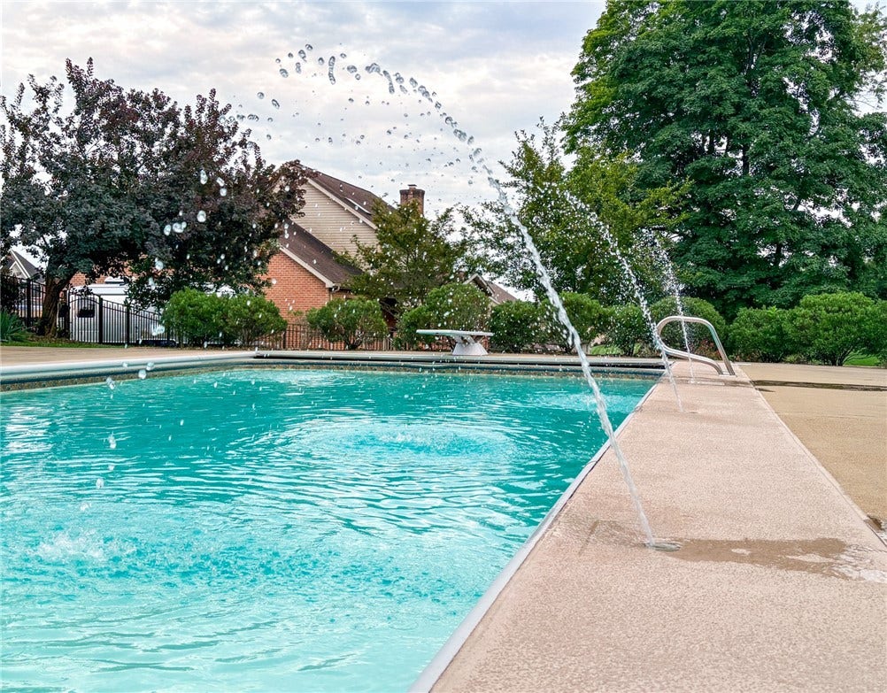Action shot of jets in pool