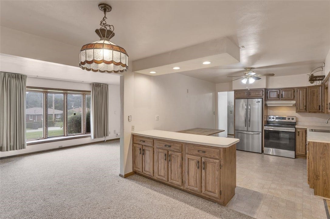 View from the Dining Area to the Large Living Room.