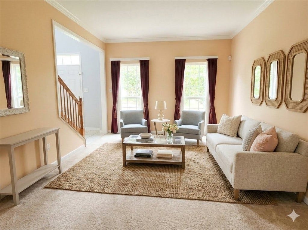 The same room with added staging!
