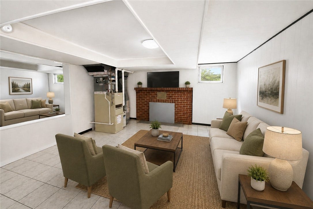 Virtually staged as gaming/ family room