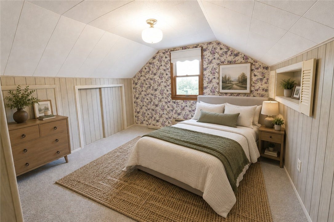 Virtually staged bedroom (3) with THREE closets!