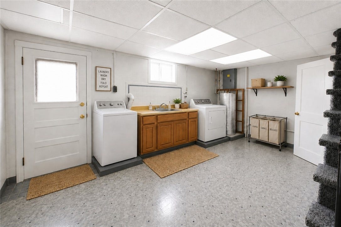 Virtually staged as a laundry room