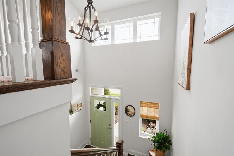 Grand two-story entrance.