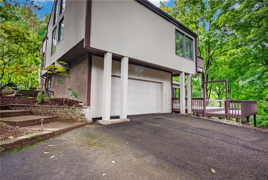 Ample parking with a two-car garage.
