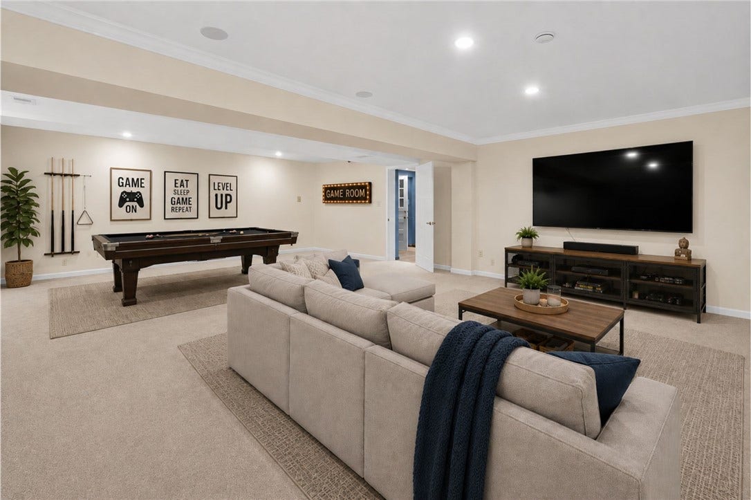 You will love the size and space! There are endless ways to enjoy this game room!
