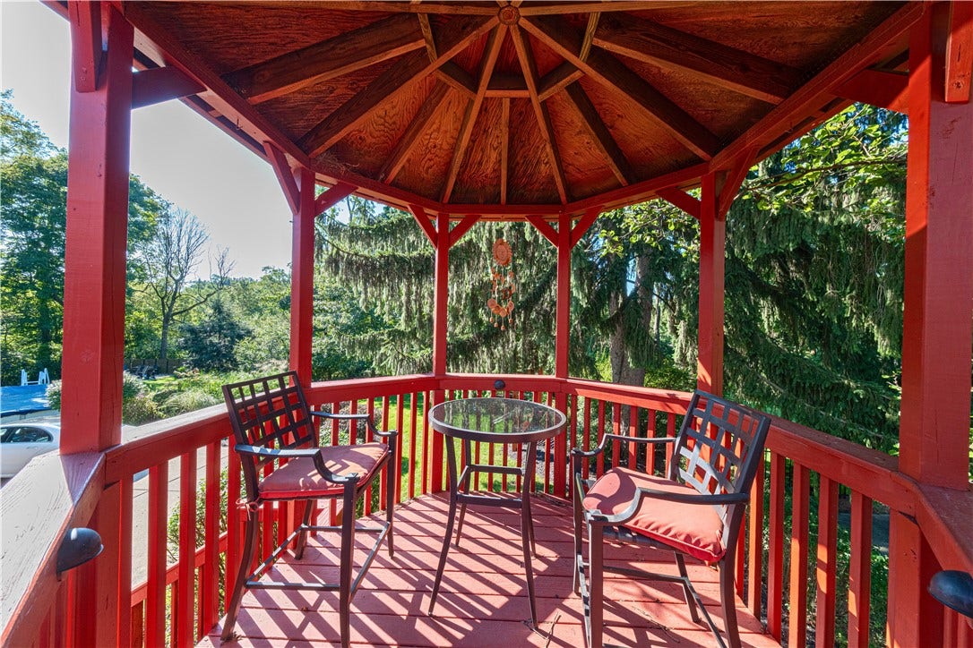 Gazebo on the deck, creating a covered space for outdoor seating and entertaining.