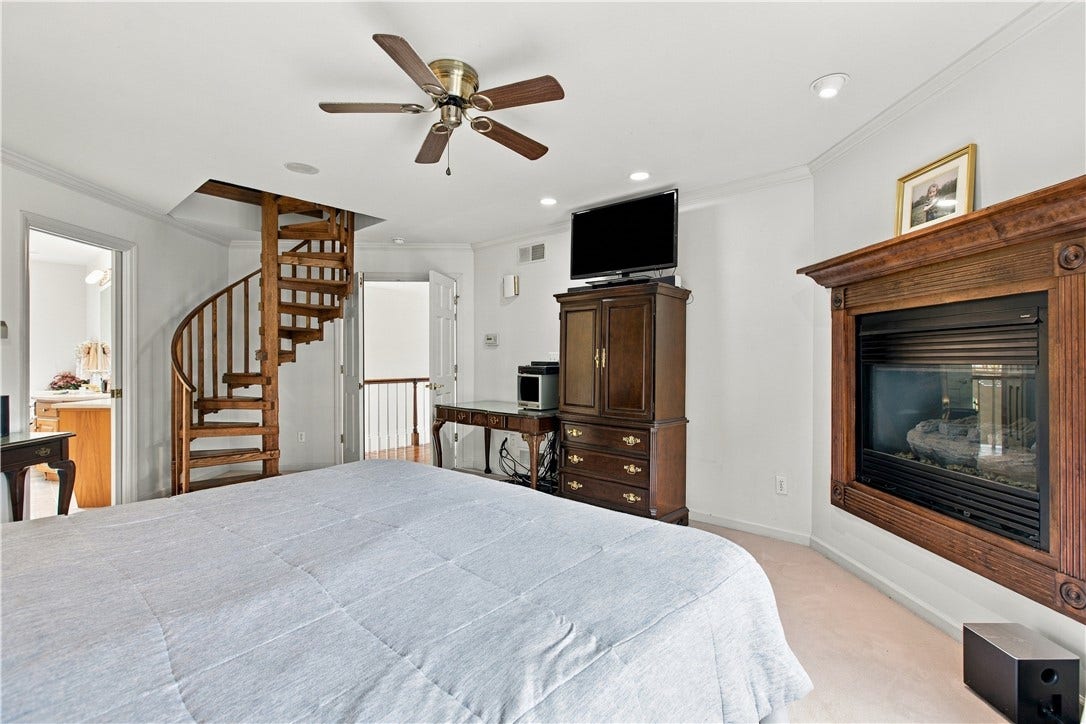 master with stairs to upper office