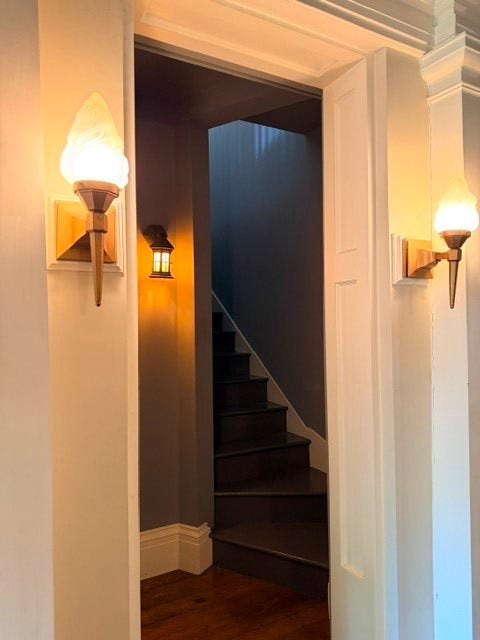 Private stairs to second floor spaces