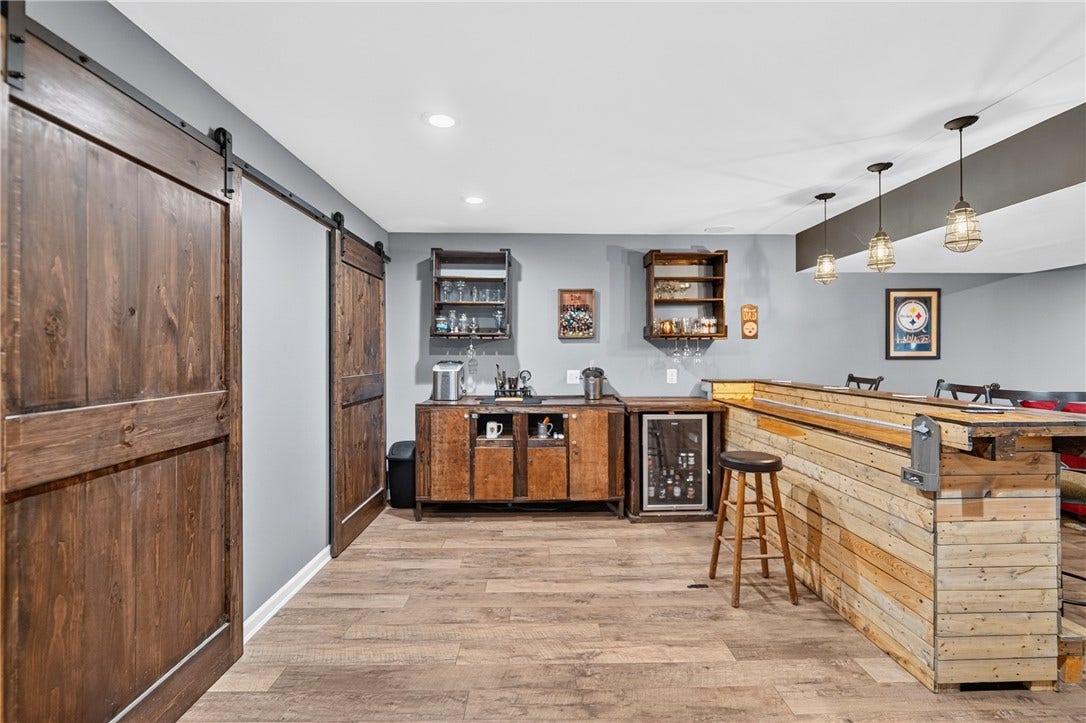 306 Crimson Drive, Pittsburgh, PA 15237 Finished basement with rustic bar, beverage frig - game day ready!