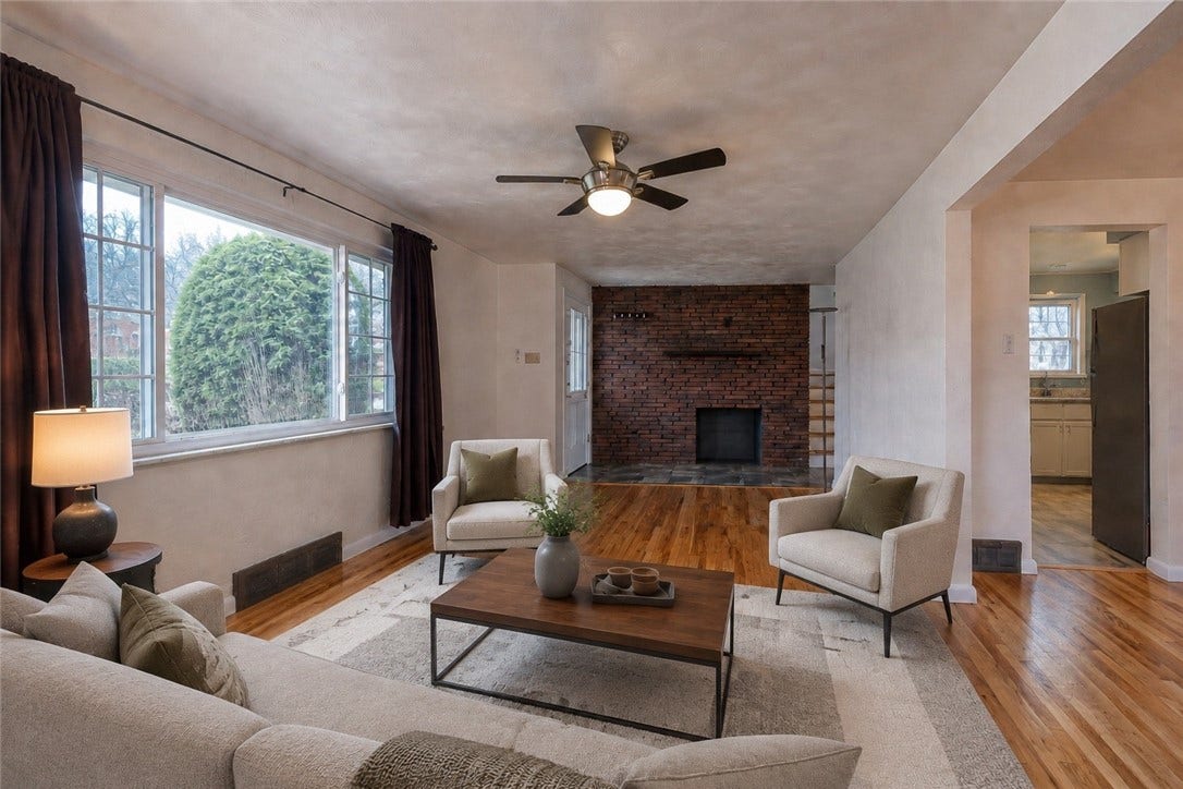 The living room invites comfortable evenings at home.