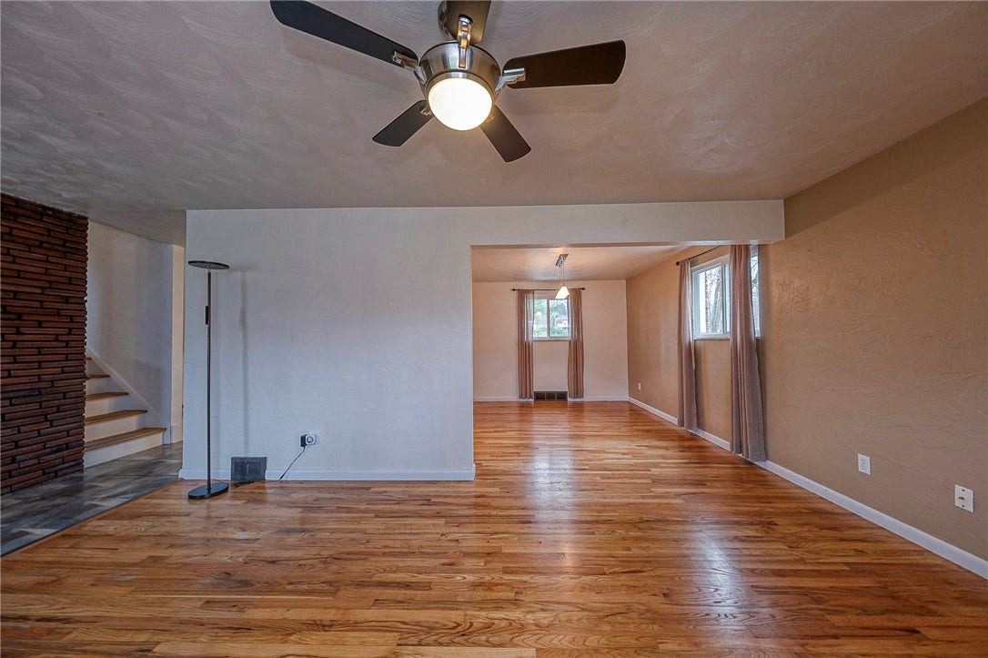 View from the living room into the dining room.