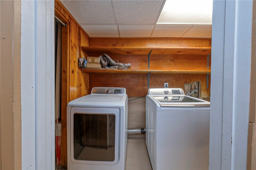Washer and dryer in laundry room convey with the sale.