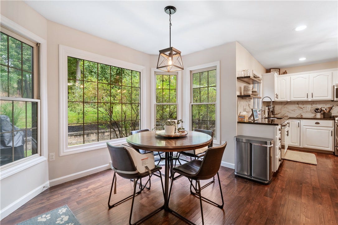 Breakfast nook surrounded with windows...