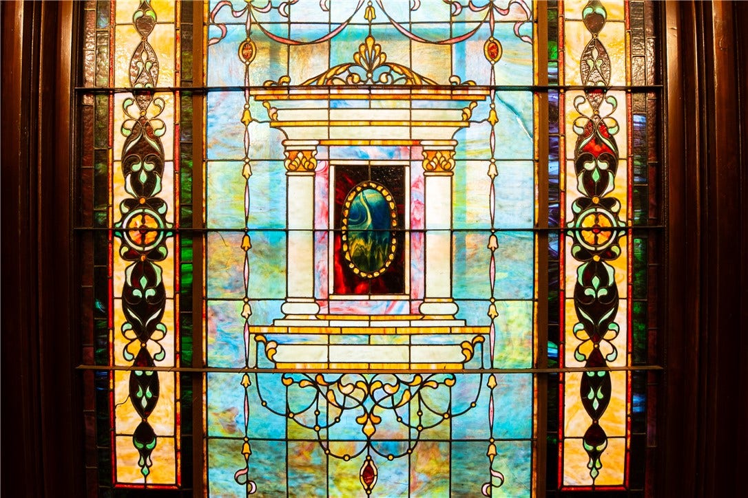 Original stained glass from the early 1900s.  Beautifully preserved and maintained.