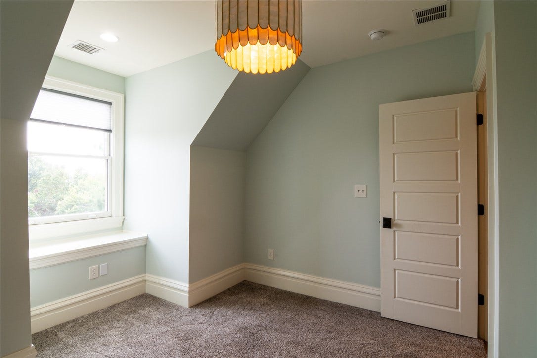 Quiet and comfortable room for a home office or part of an in-law suite.
