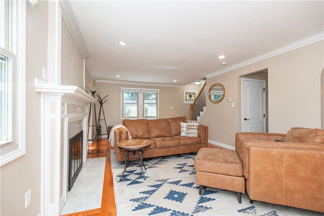 3 Catalpa Pl, Pittsburgh, PA 15228 Living Room with Log Burning Fireplace