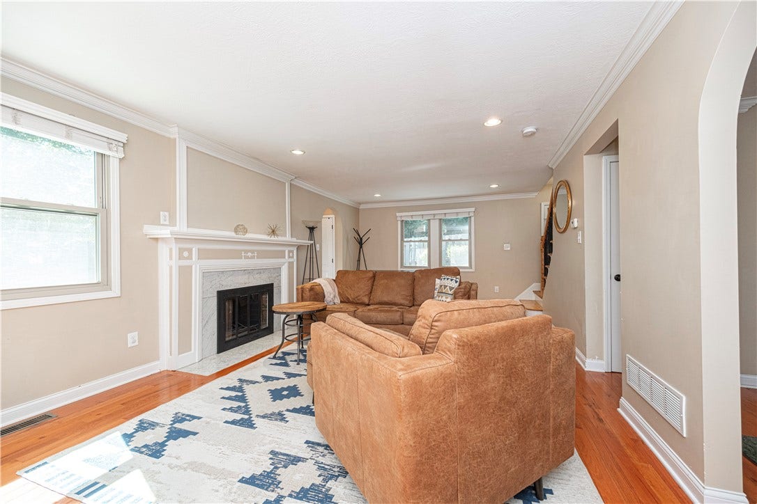 3 Catalpa Pl, Pittsburgh, PA 15228 Living Room with Log Burning Fireplace