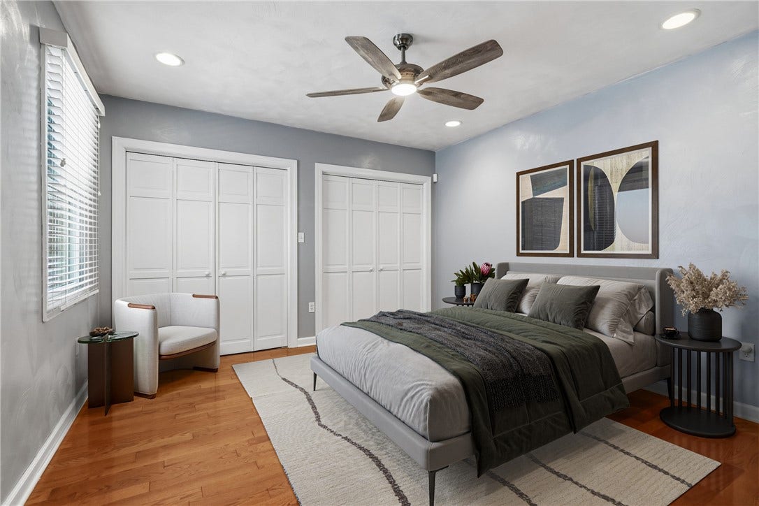 731 S BRADDOCK AVE, Pittsburgh, PA 15221 Bedroom is digitally staged.
