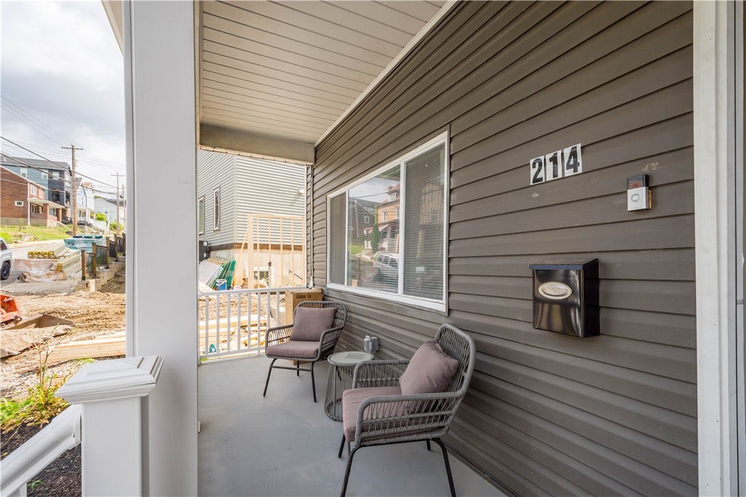 214 N Aiken Ave, Pittsburgh, PA 15206 Covered front porch with seating