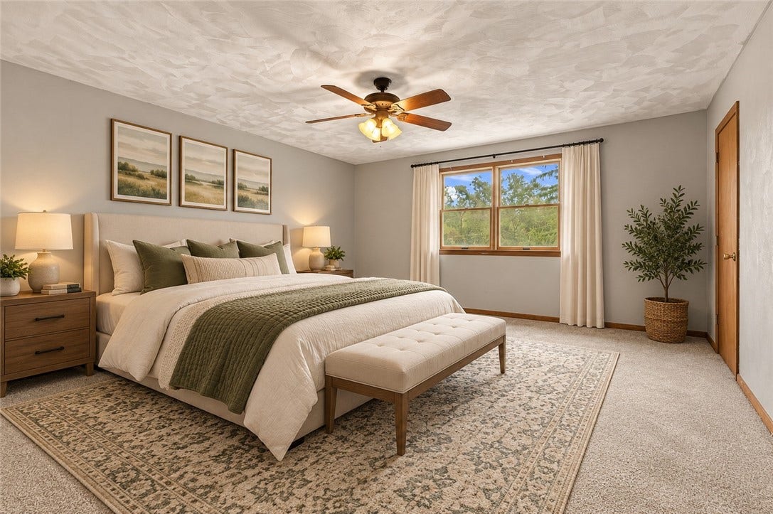 Virtual staging of the large 2nd bedroom.