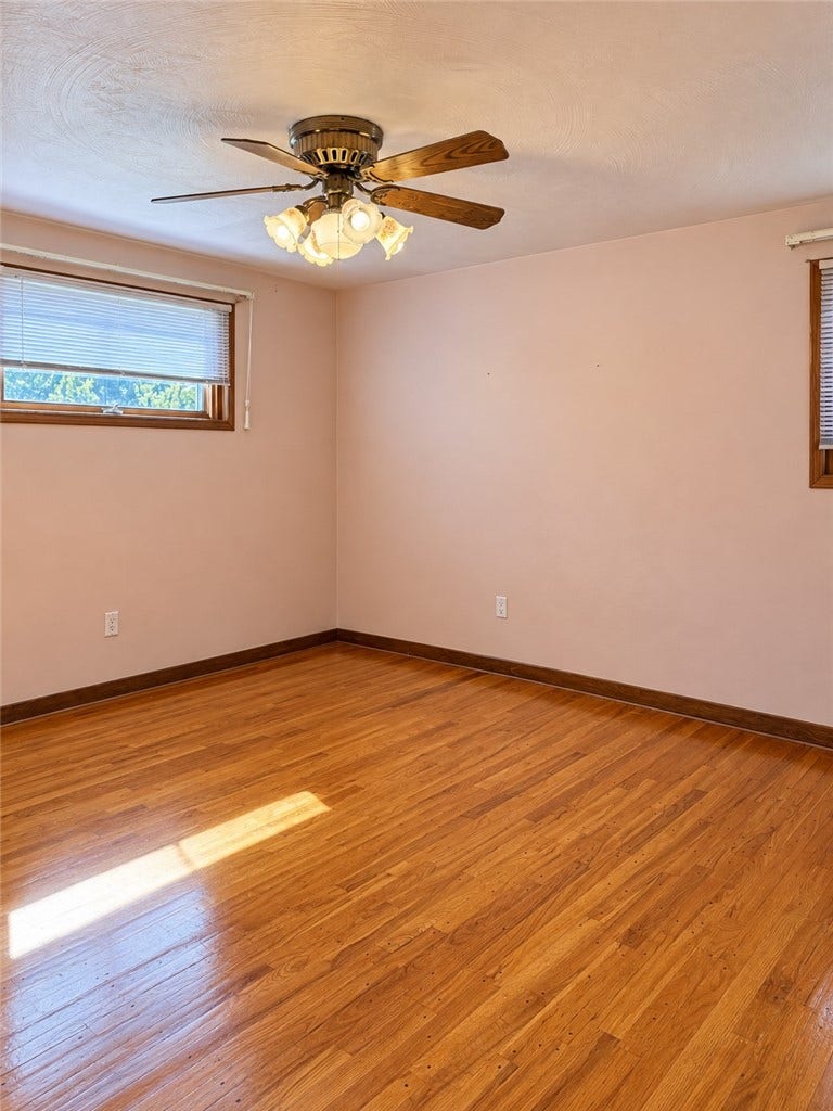 2 windows give this room lots of natural light along with the large closet