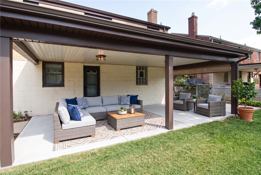 Covered patio for entertaining family and friends.  Virtually staged.