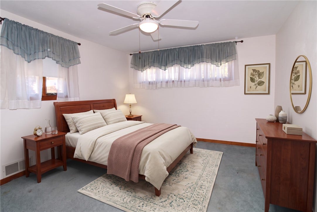 Virtually stage primary bedroom