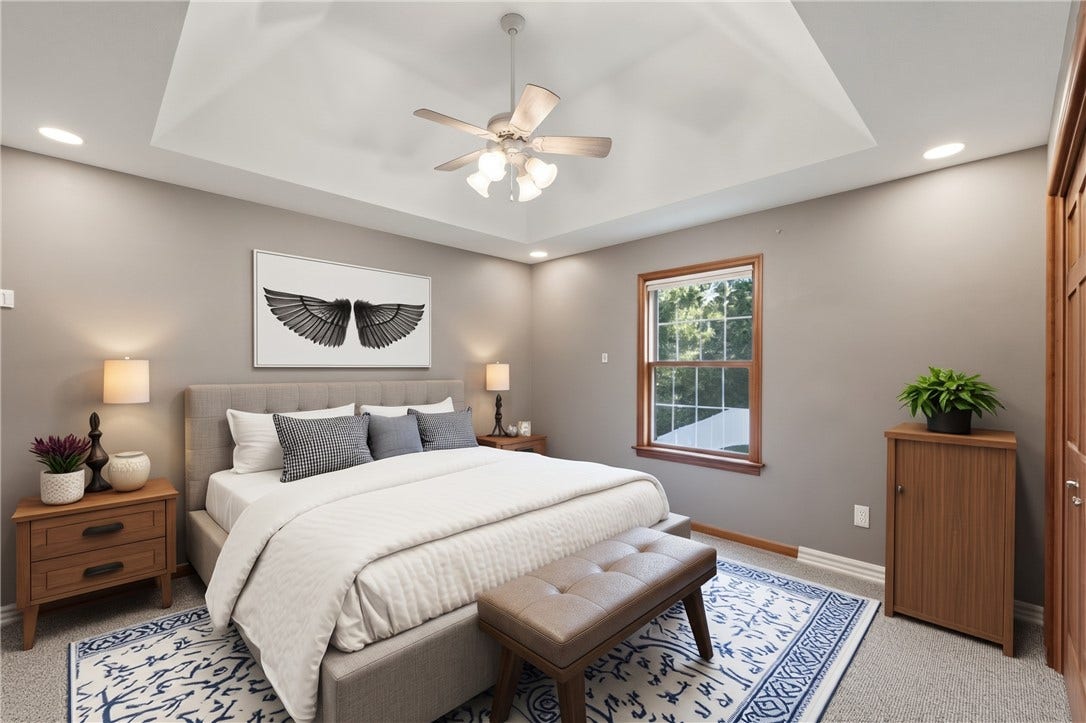 The 2nd Bedroom is approximately 15'x13' and features a vaulted ceiling. The 2nd Bedroom has been virtually staged to inspire decorating ideas!