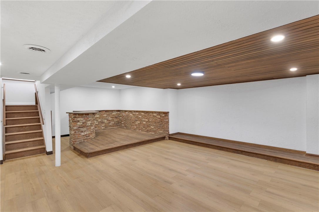 3909 Glencoe Court, Murrysville, PA 15668 Beautiful Wood Ceiling detail and raised wood platform in the bar and recreation areas.