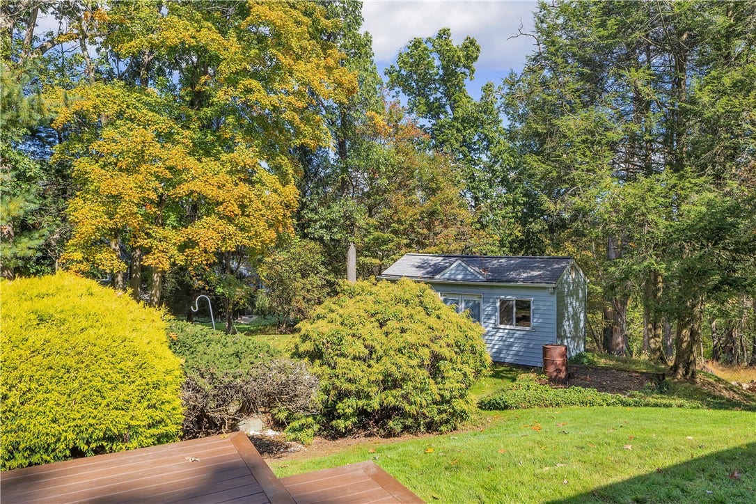 3909 Glencoe Court, Murrysville, PA 15668 View from deck of yard and shed.